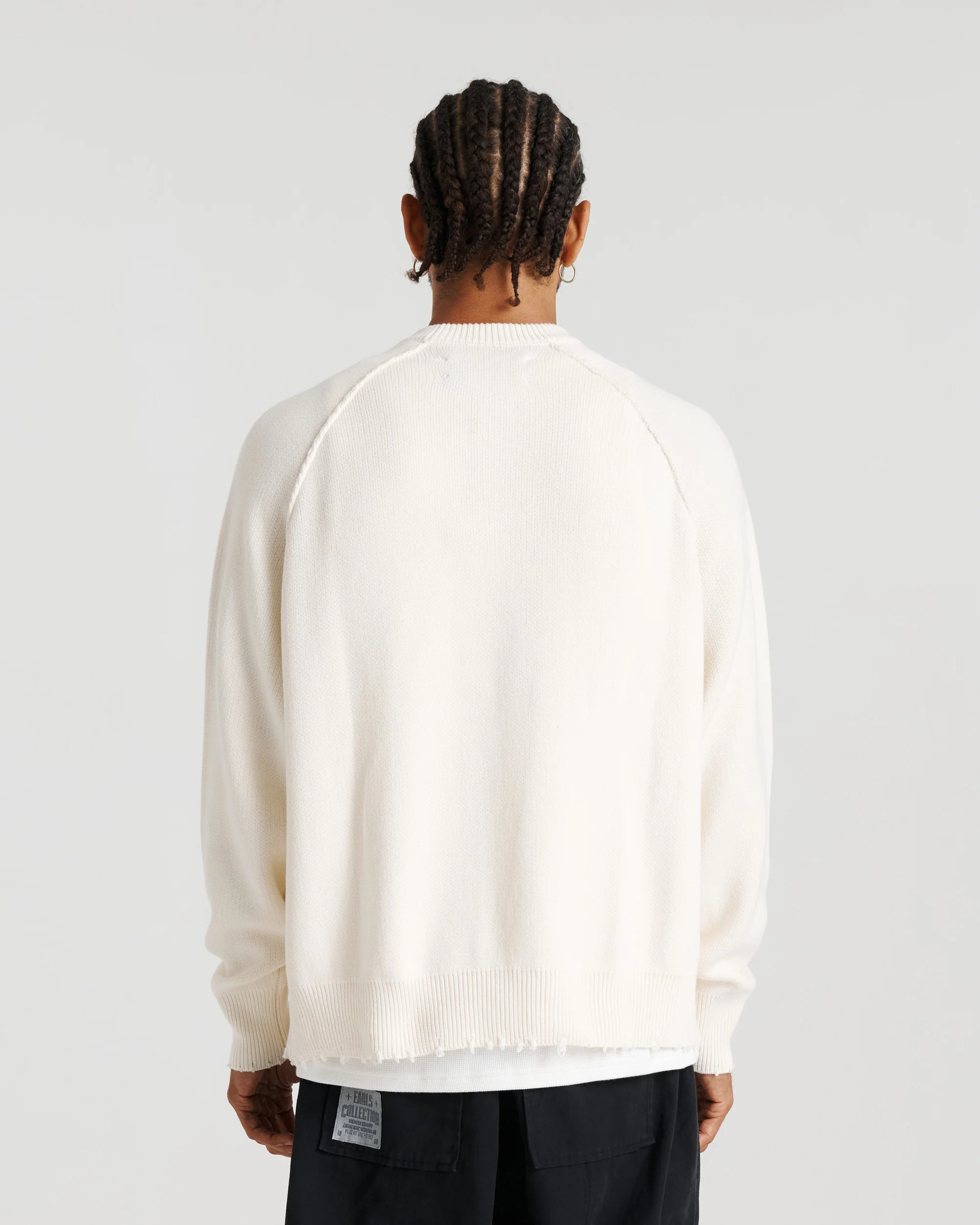 Distressed Hem Knit - Cream - Image 3