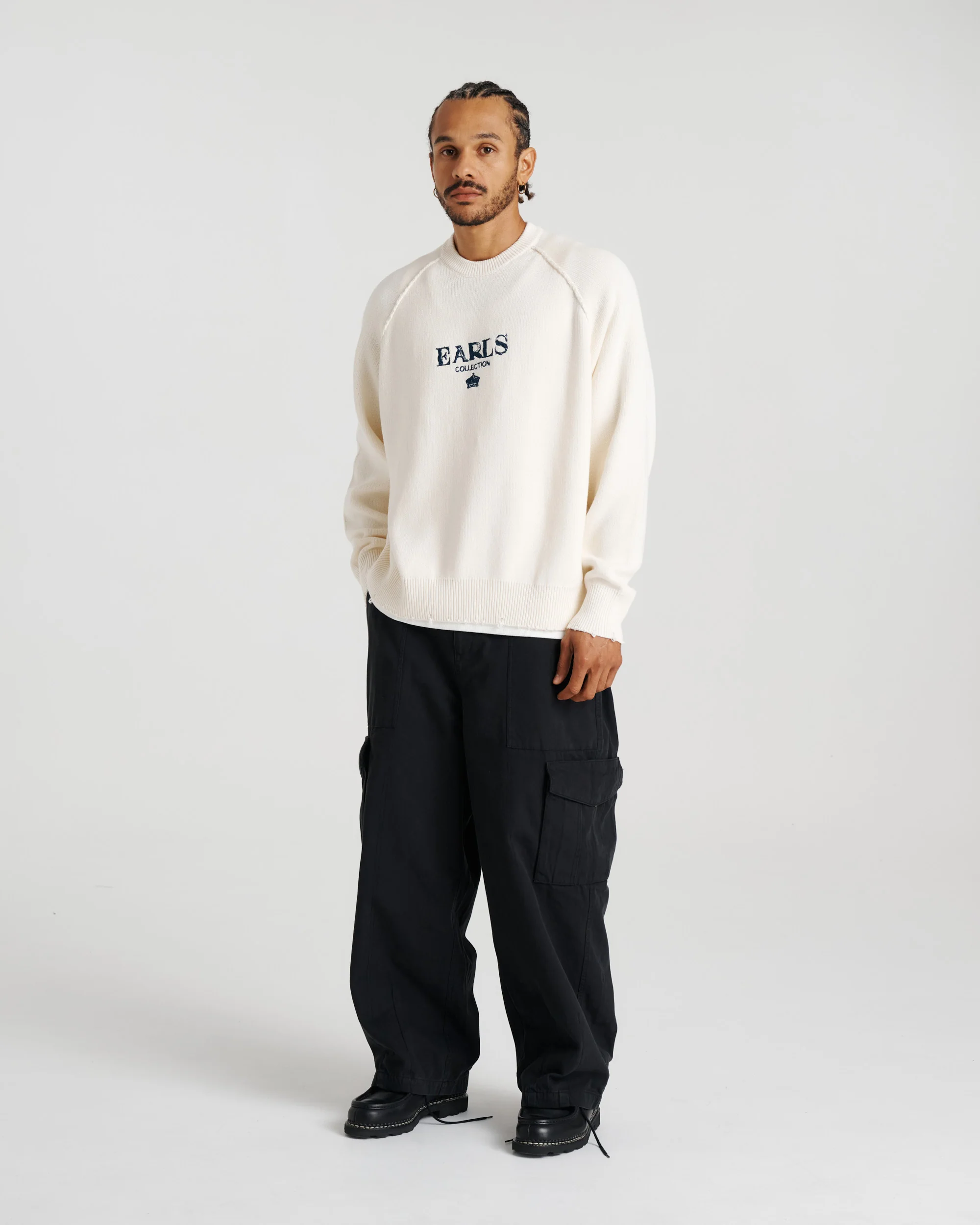 Distressed Hem Knit - Cream - Image 4