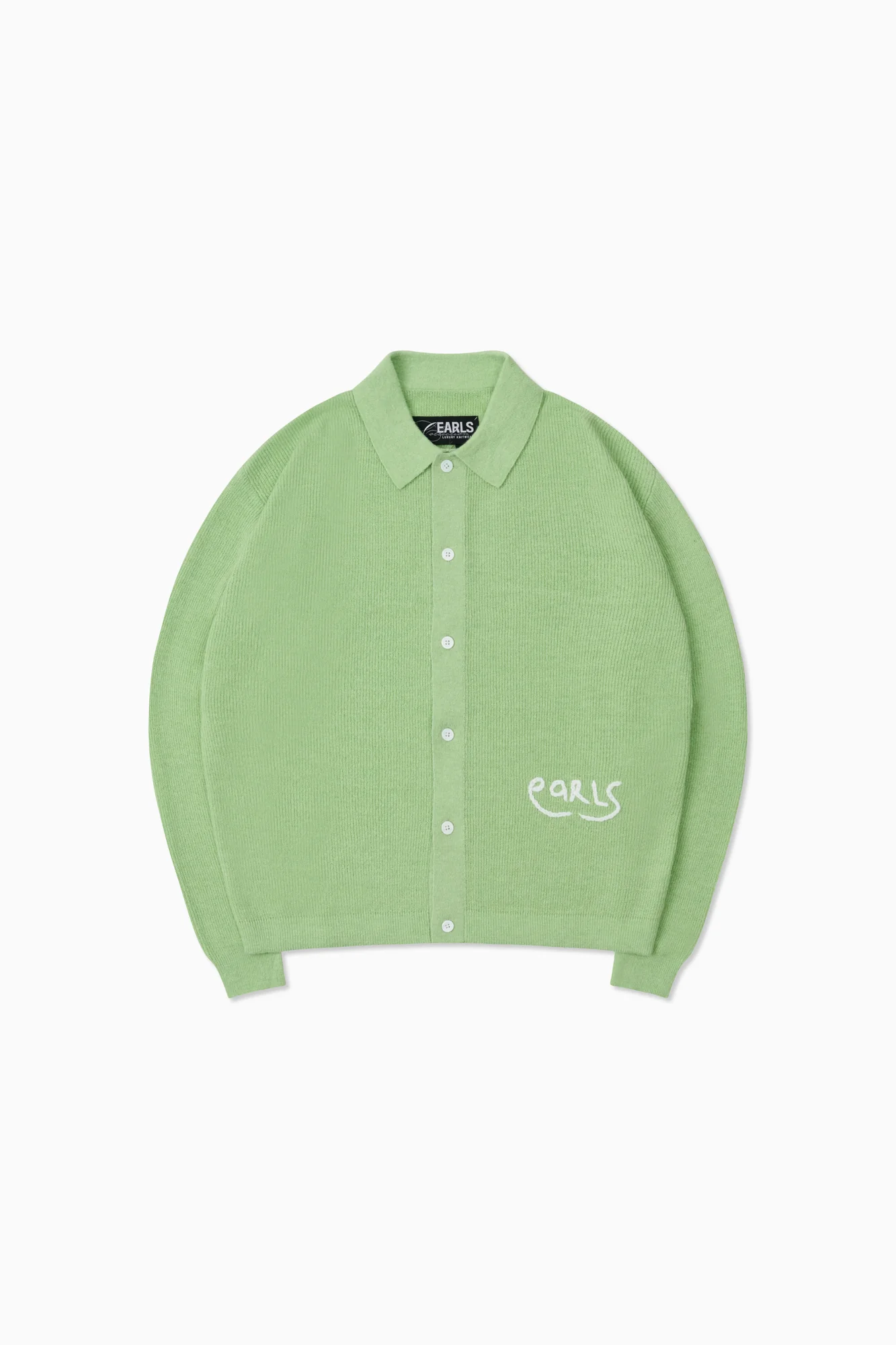 Knit Shirt Cardigan - Lime - Image 3