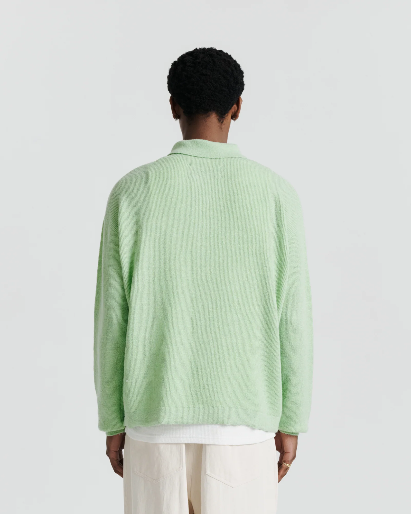 Knit Shirt Cardigan - Lime - Image 7