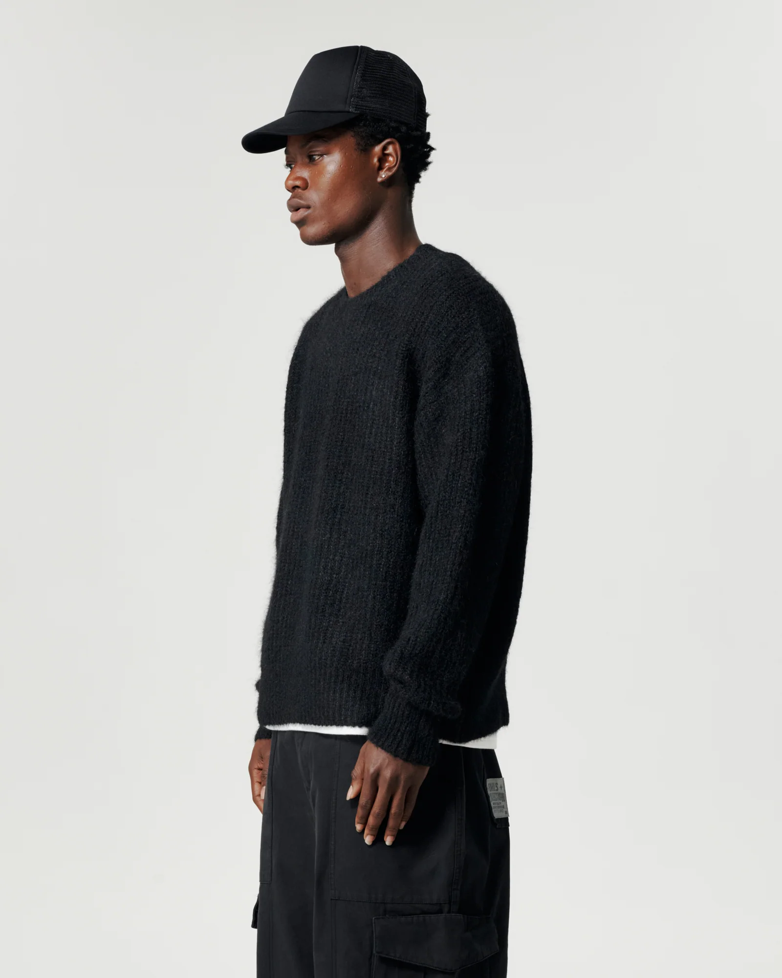 Mohair Knit Crew - Black - Image 5