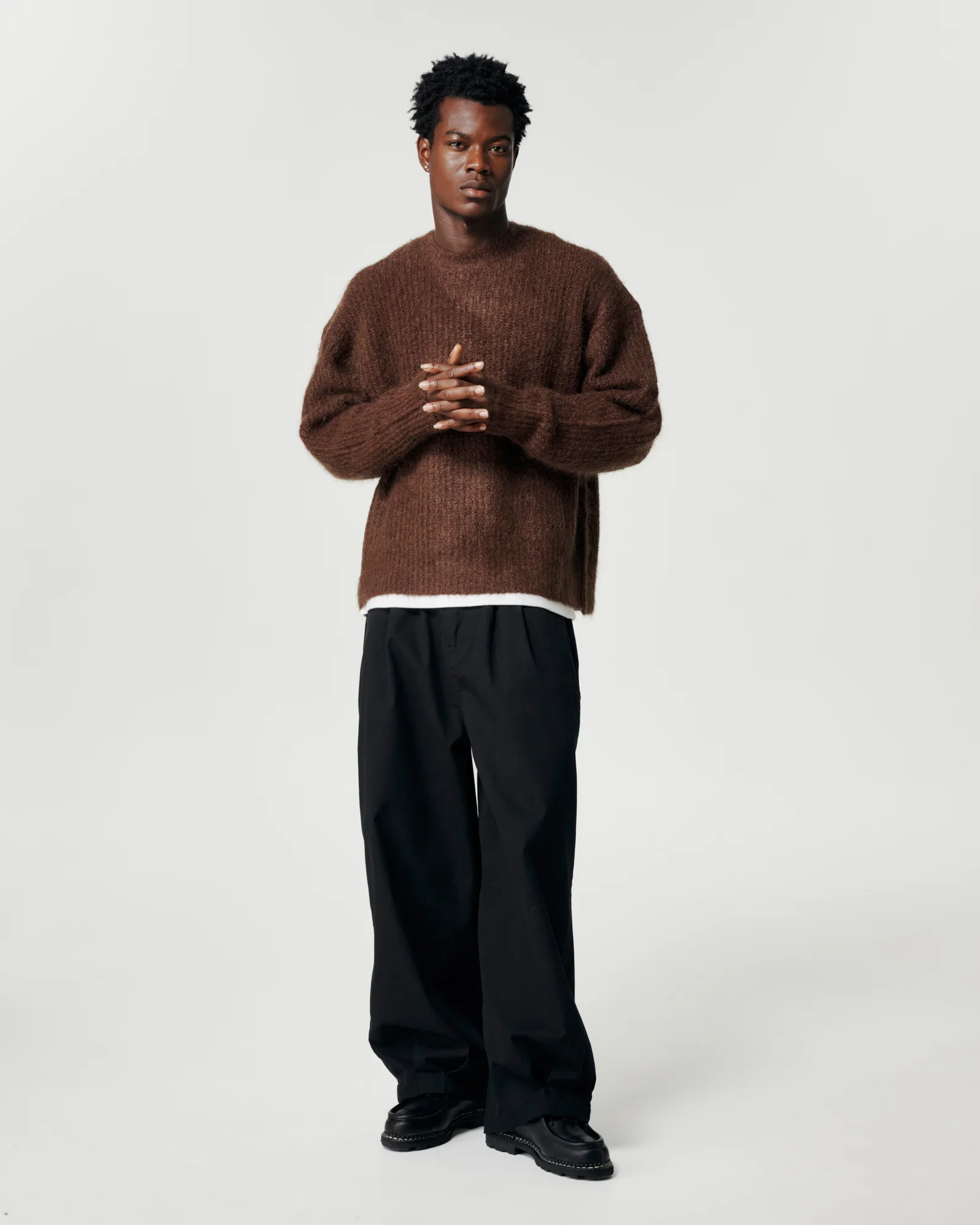 Mohair Knit Crew - Brown - Image 3