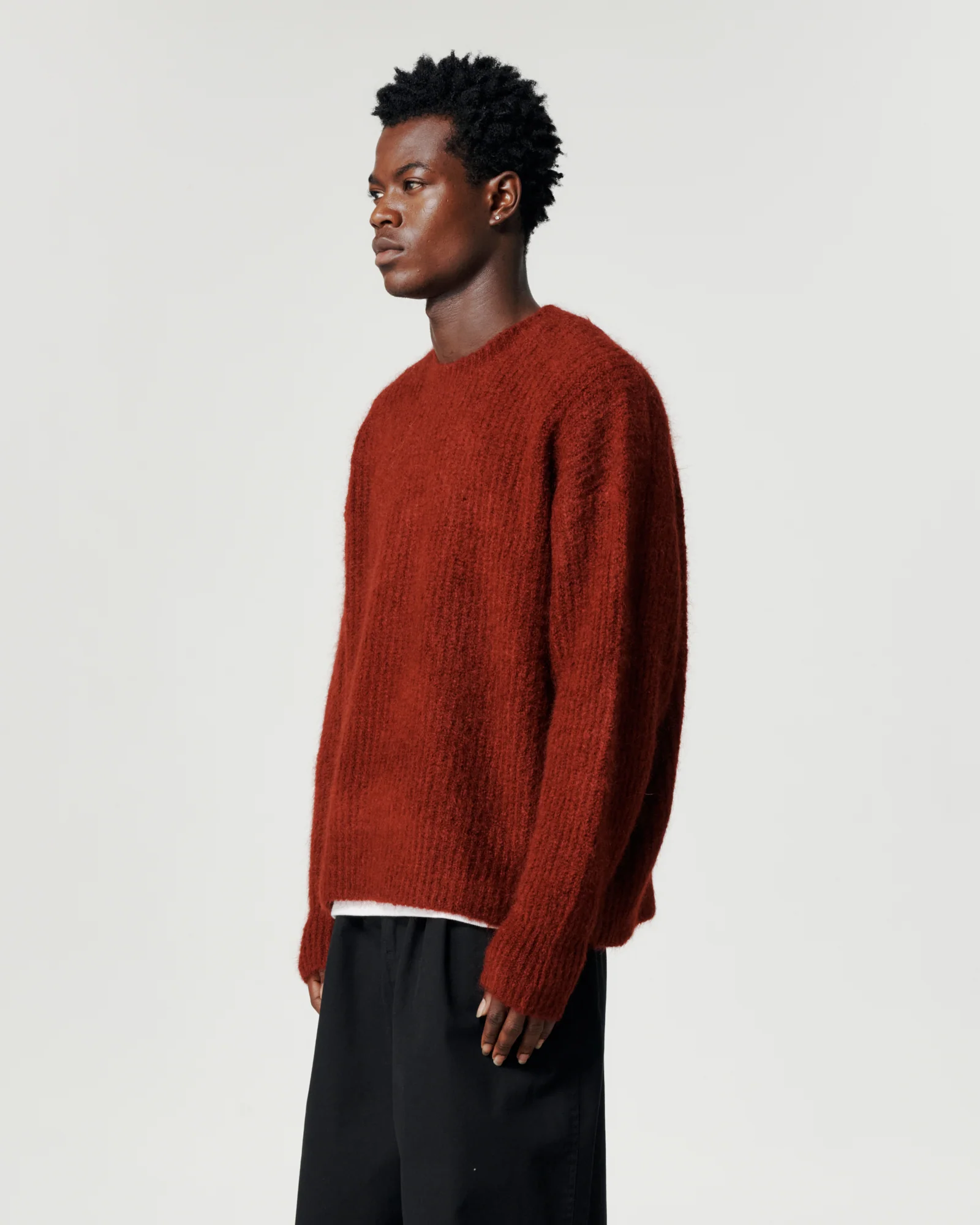 Mohair Knit Crew - Burgundy - Image 4