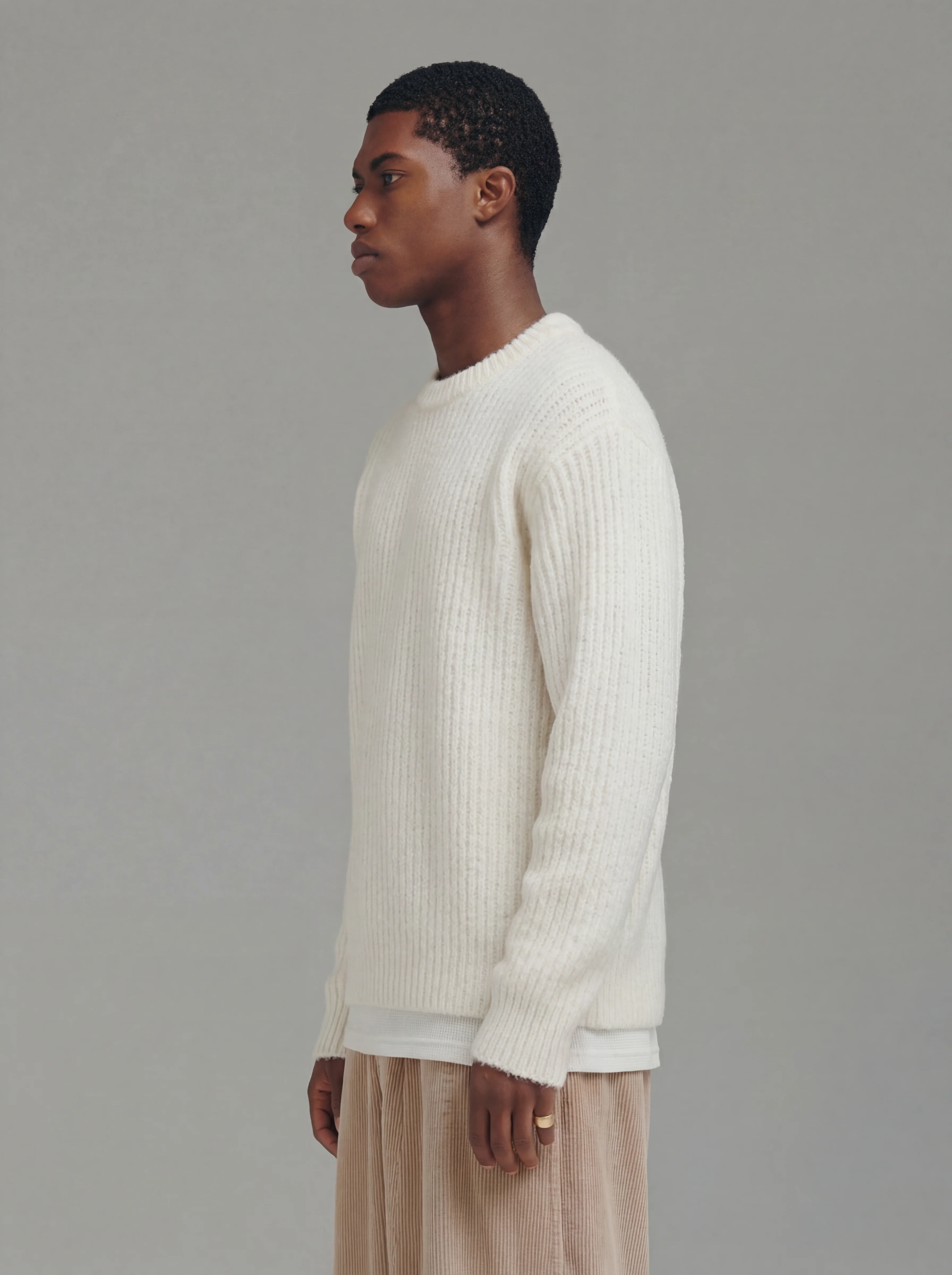 Solid Mohair Knit - Off White - Image 3