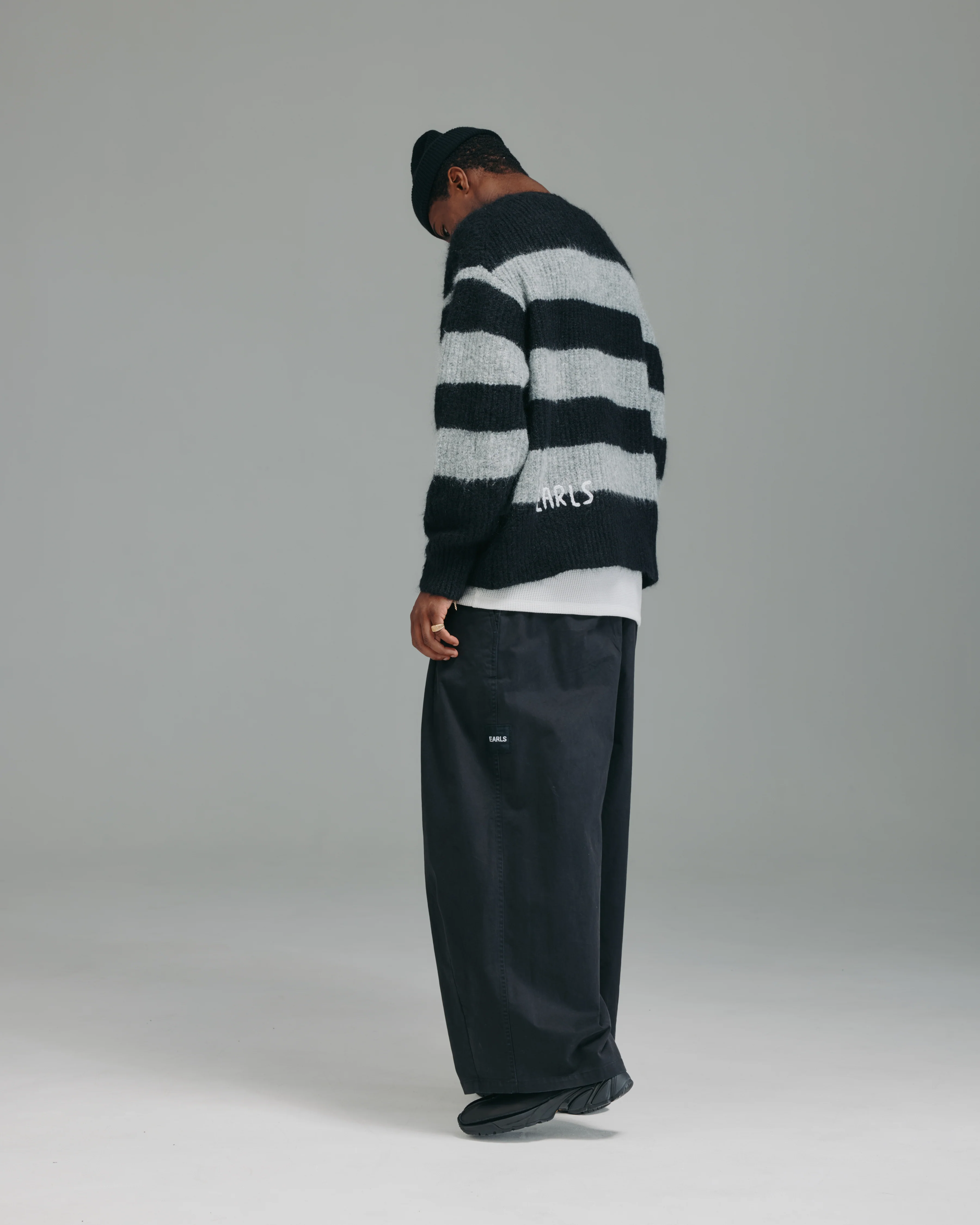 Stripe Mohair Knit - Black/Grey Marle - Image 4