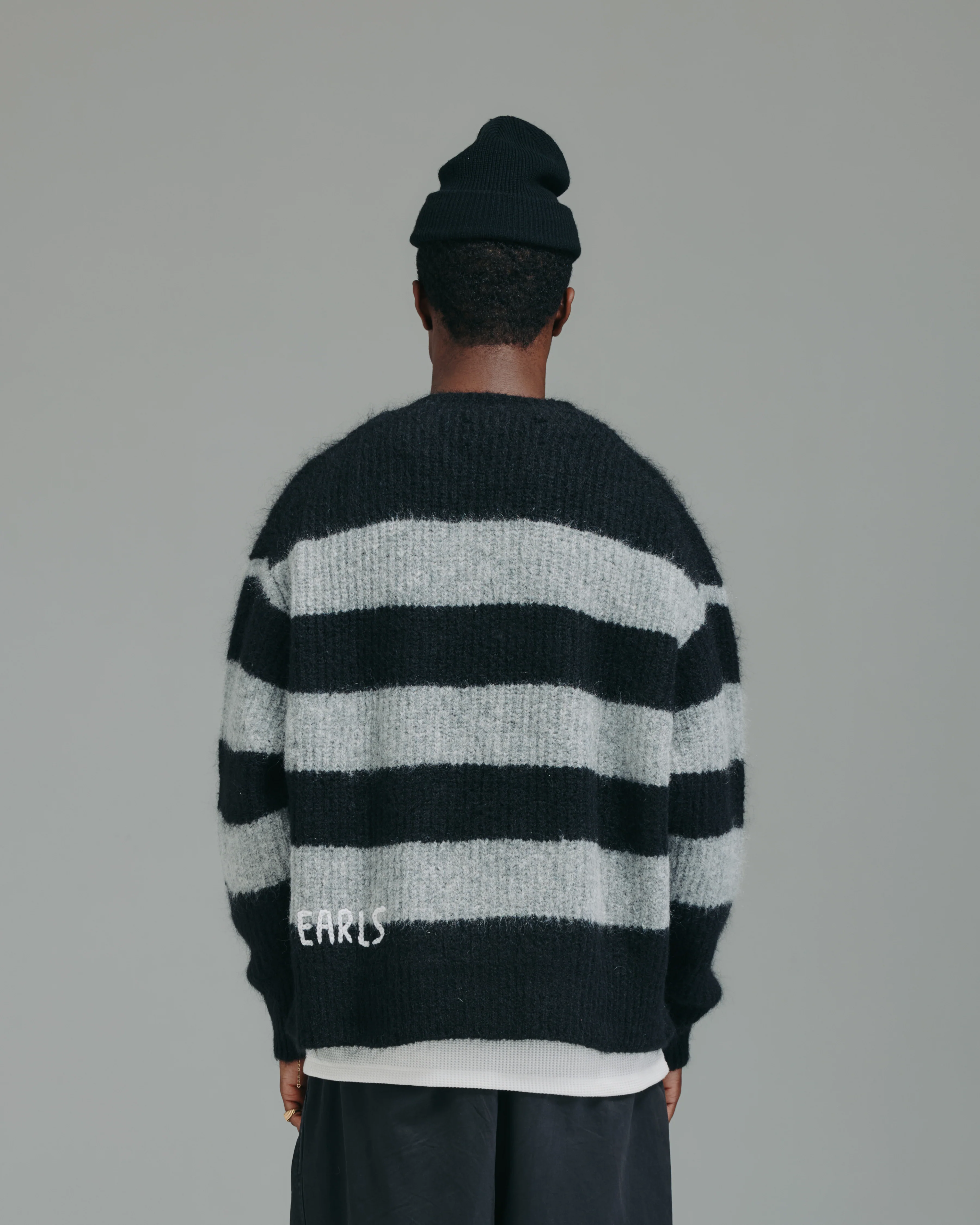 Stripe Mohair Knit - Black/Grey Marle - Image 7