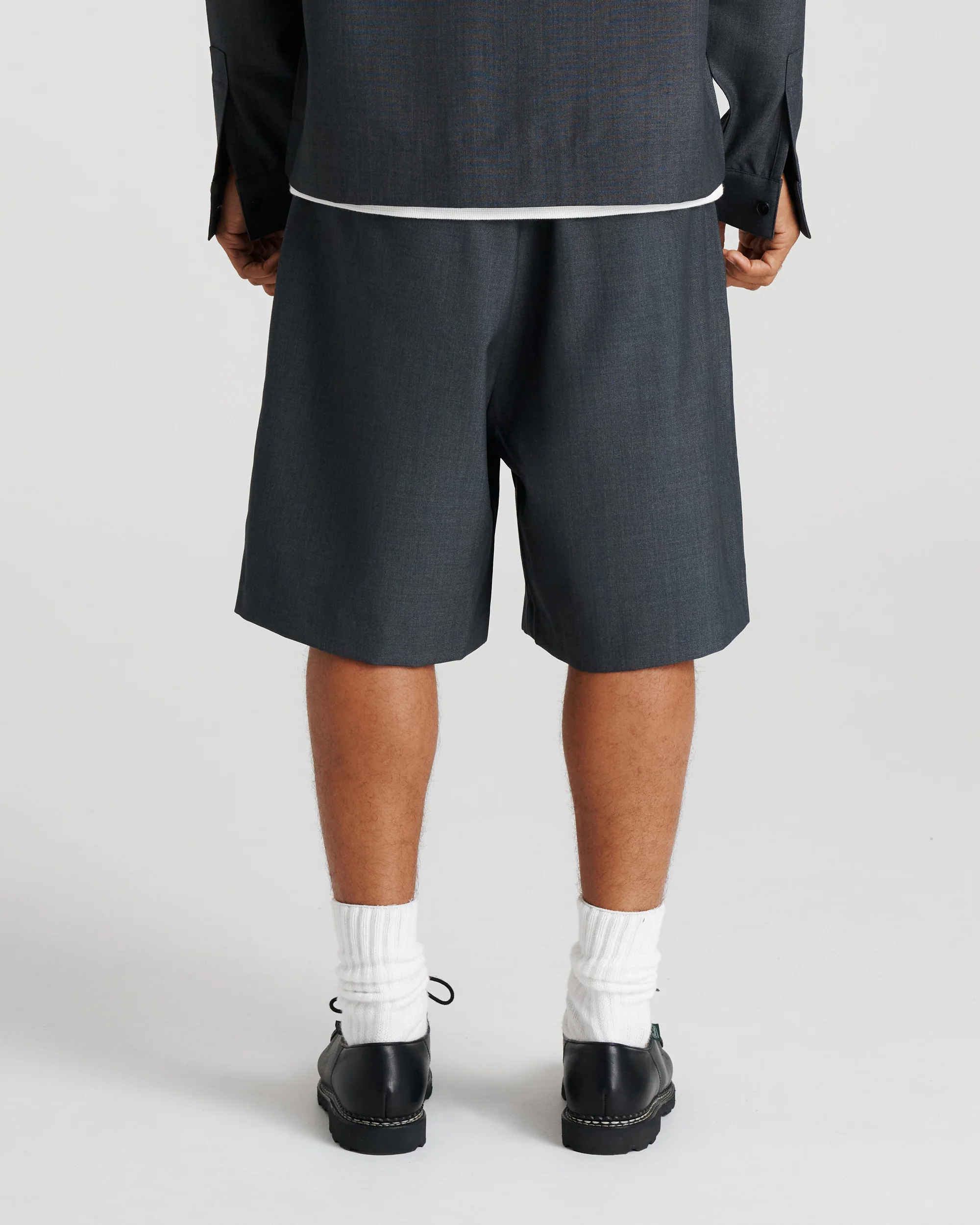 Twin Pleat Wool Short - Charcoal - Image 7
